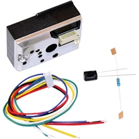 Elektronische Bauteile: Sensor, Kabelbündel, Widerstand und Kondensator. Geeignet für DIY-Elektronikprojekte.